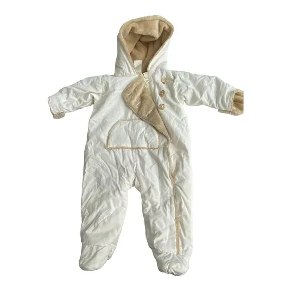 Old Navy Plush Bunting Winter Snow Suit 0-3 Months Furry Fleece Inside - Picture 14 of 14